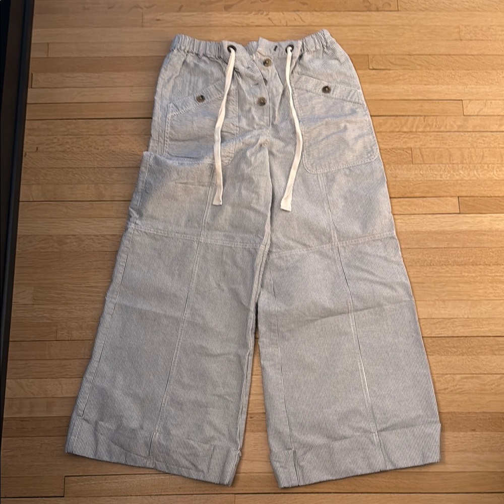 Ulla Johnson Striped Wide-Leg Pants with Drawstring
